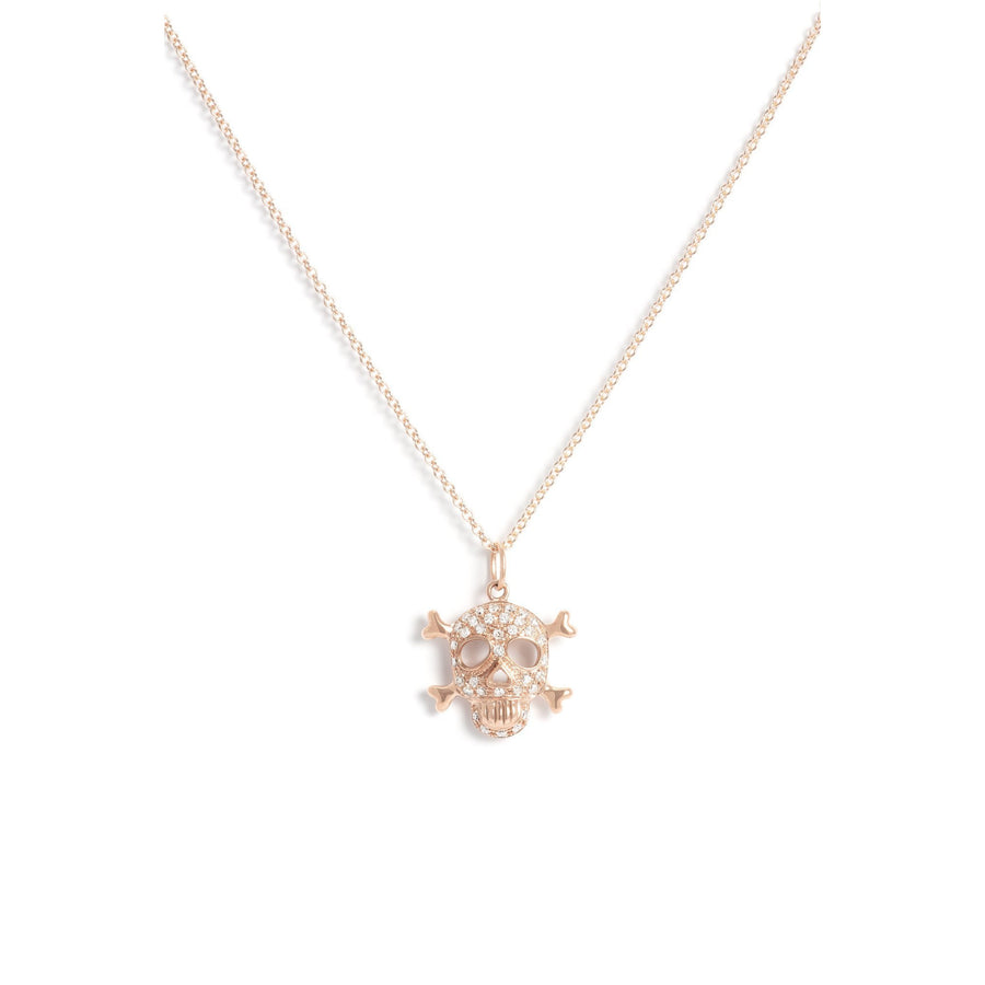 Gold & Diamond Pave Skull & Crossbone Pendant