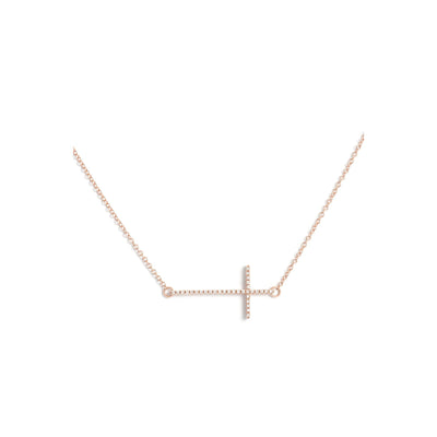 Gold & Diamond Sideways Cross on Chain