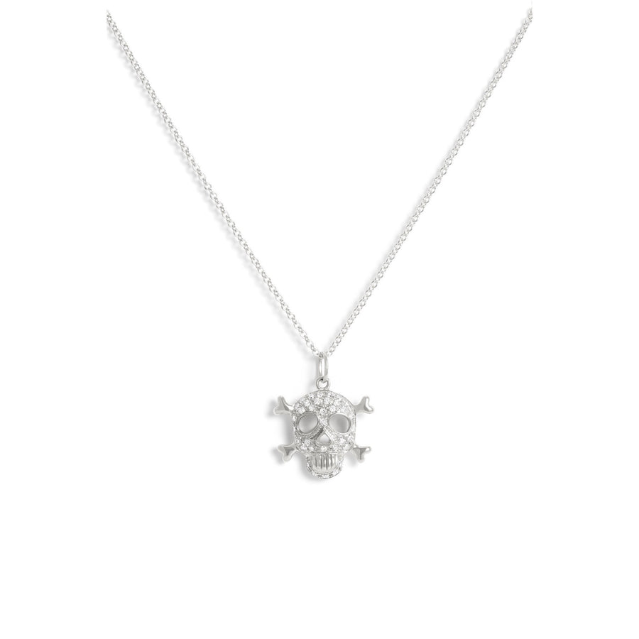 Gold & Diamond Pave Skull & Crossbone Pendant