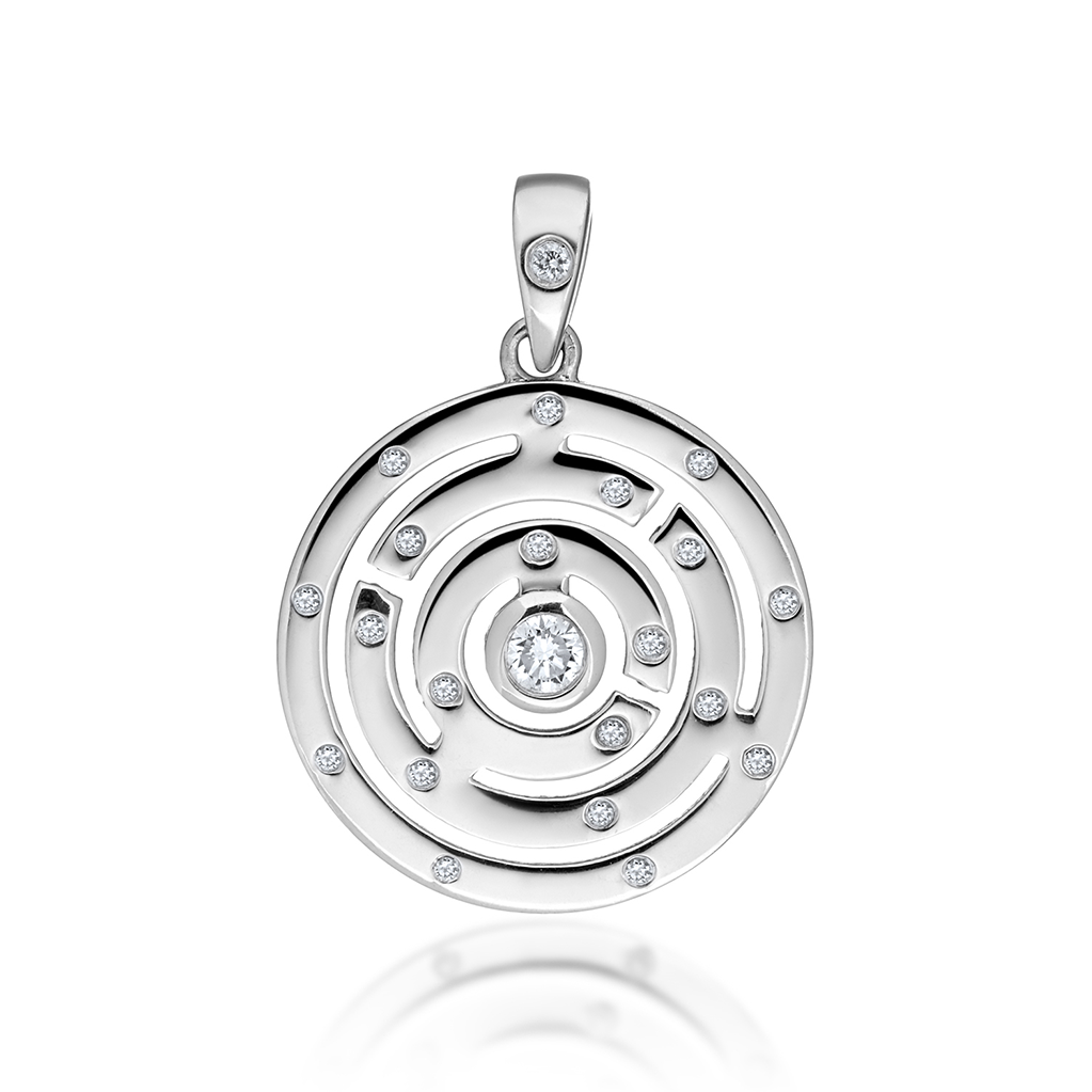 18ct diamond labyrinth pendant